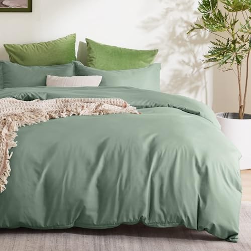 BEDSURE Sage Green Duvet Cover King Size - Soft Brushed Microfiber Duvet Cover