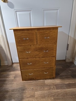 Handcrafted 24 In High 5 Drawer Dresser Is Made of Basswood Wood.