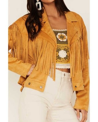 Women Western Cowboy Suede Fringe Jacket Native American Leather Bone Beads Coat