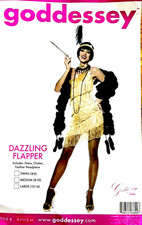 Gold Flapper Women's Medium Costume Dress Roaring 20's 1920s Dazzling Gatsby
