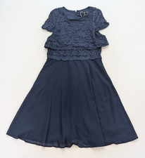 Boohoo Women's Drss Size 10 Navy Blue Midi Fit & Flare Party Cocktail NEW