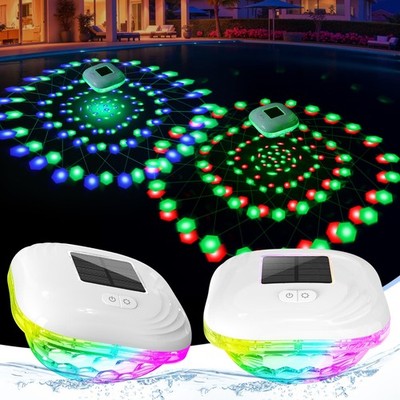 FirstE Floating Pool Lights, RGB Color Changing Solar Light with 9 Blue