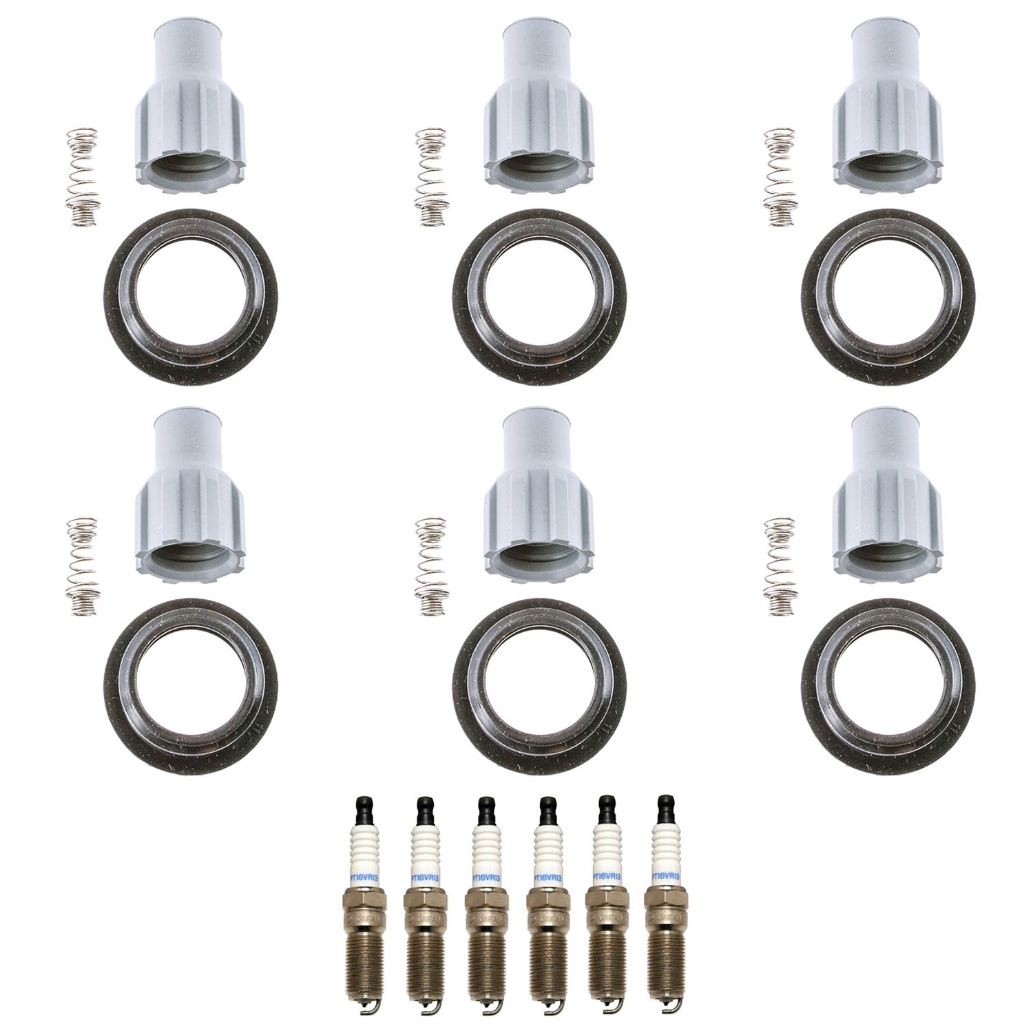 Denso 6 Double Platinum Spark Plugs 6 Coil Boots Kit for Pontiac G6 G8 Torrent
