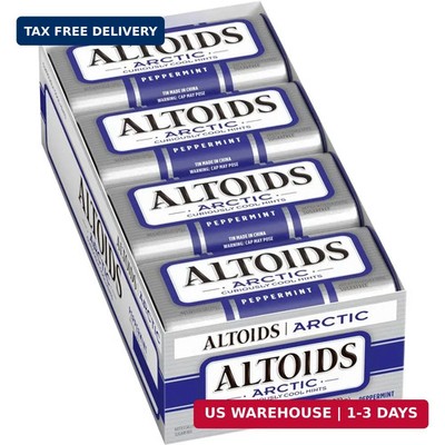 ALTOIDS Arctic Peppermint Breath Mints Hard Candy Bulk, 1.2 oz Tin (Pack of 8)