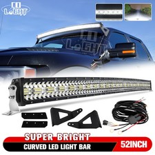 Roof 52'' Curved Combo LED Light Bar Brackets +Wiring For 04-20 Ford F150 Raptor