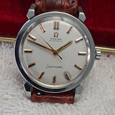 OMEGA Seamaster Automatic Vintage 34mm White Dial SS Case Brown Leather Strap