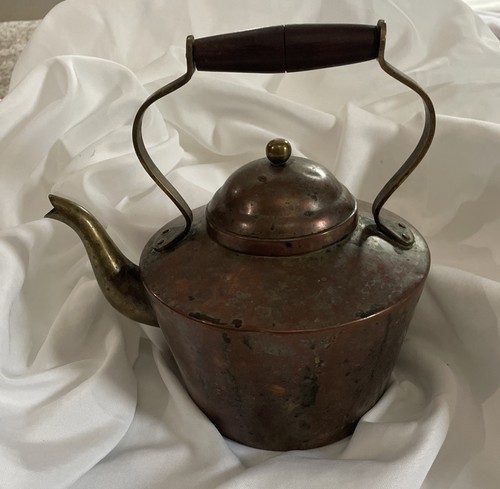 Vintage Copper and Brass Teapot Coffee Kettle