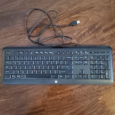 Hp Full Keyboard Cord Wired USB KU-1060 Number Pad Tested Works Black Riser Legs