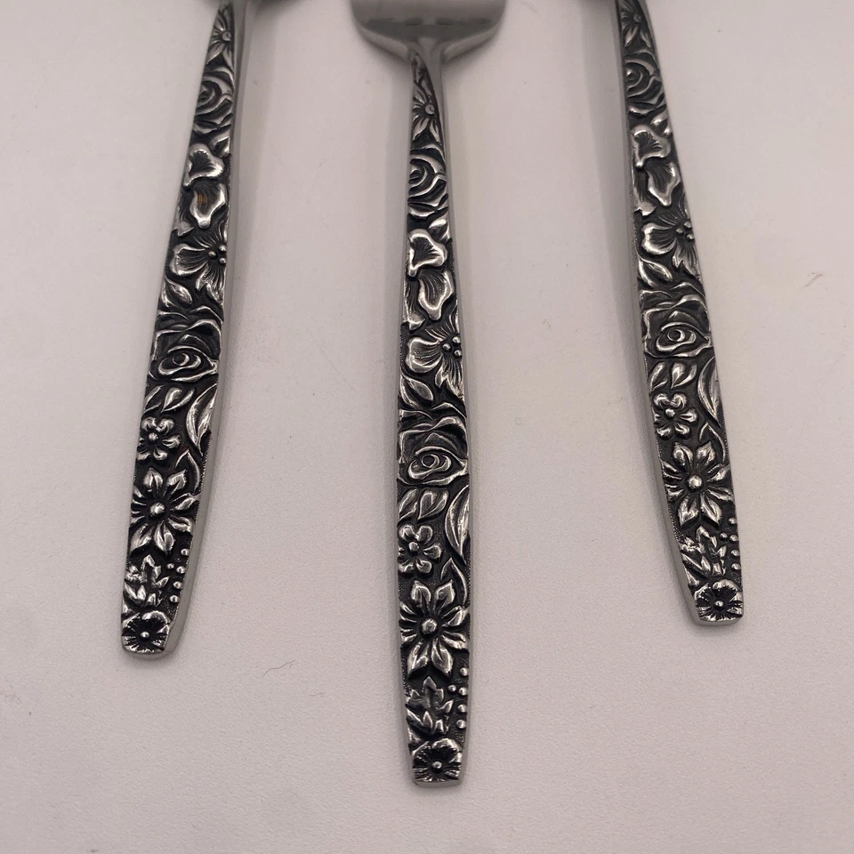 Lote de 3 tenedores de ensalada vintage LAS PALMAS cubiertos de acero inoxidable Ekco Eterna Japón Foto 3 de 4