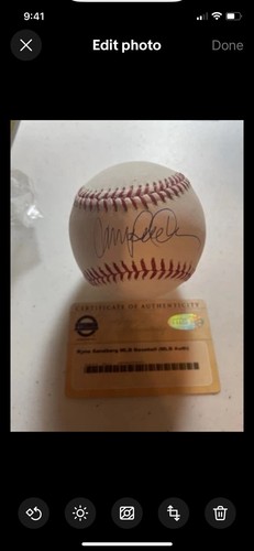 Ryne Sandberg Signed Autographed Official MLB Baseball Cubs MLB Auth COA steiner