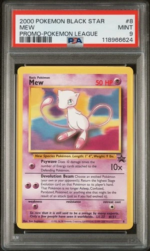 PSA 9 2000 Black Star League Promo Pokemon Card Mew 8 - MINT!