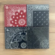 Levi Coasters Official Set Of 4 Bandana Patterns On Mango Wood 