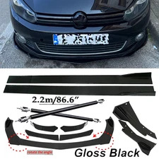 Front Bumper Lip Spoiler Side Skirt Body Kit Glossy For Volkswagen