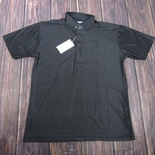 Collars  Co Polo Shirt Mens Large Black Polka Dot Featherweight Short Sleeve
