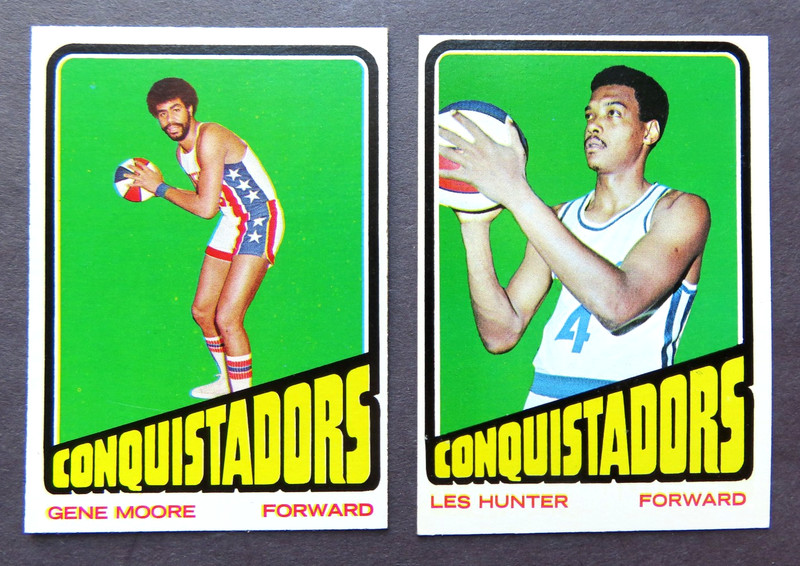 ABA Conquistadors Cards 1971-72 Les Hunter & Gene Moore San Diego Team (2)
