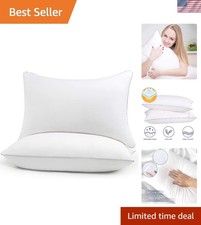 Plush Microfiber Bed Pillows 2 Pack - Ideal for Side, Stomach,  Back Sleepers