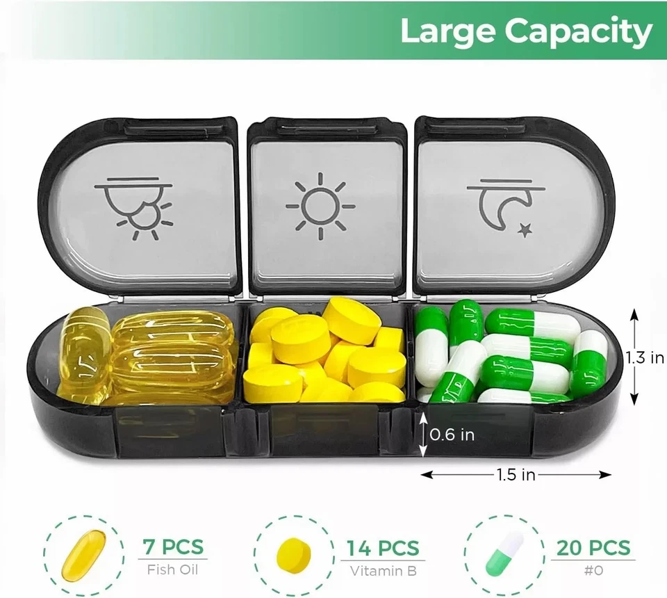 Weekly Pill Organizer 3 Times a Day Portable Travel Pill Box 7 Day Containers - Image 2 of 4