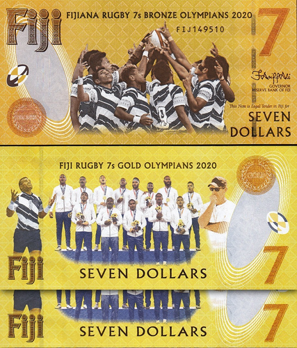 Fiji 7 Dollars 2020 2022, UNC, 5 Pcs LOT, Consecutive, Comm, P-122, Prefix FIJ - Picture 2 of 6