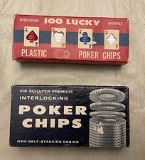 VTG Interlocking Lucky / SCHAPER Poker Chips Made in USA Plastic 100/108