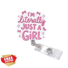 Nurse Badge Reel Acrylic Cute "Girl" ID Holder Swivel Clip CNA RN