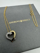 9ct Yellow Gold 0.05cts Diamond Heart Shaped Pendant on Chain 18" / 45cm (0004)