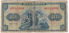 Germany  10  Deutsche Mark  1948  Series  H - K  Circulated Banknote P 5a