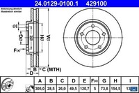 2X Bremsscheibe ATE 24.0129-0100.1 2 Bremsscheiben Vorderachse Vorne FüR Jaguar