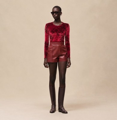 KENZO JUNGLE Velvet Burnout Floral Top Ruby Red Sheer Mesh Y2K Size L