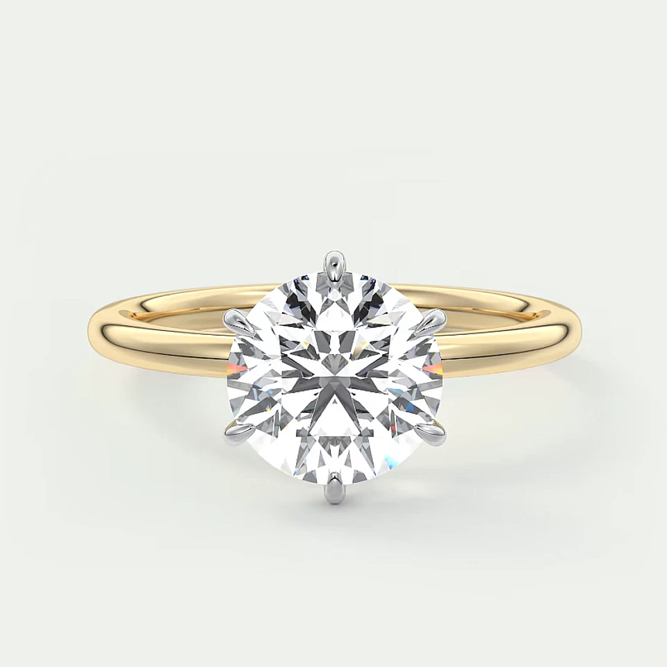 Engagement Ring Semi Mount Round Cut Setting 14k Multi Tone Gold Size 4 5.5 6 - Image 4 of 4