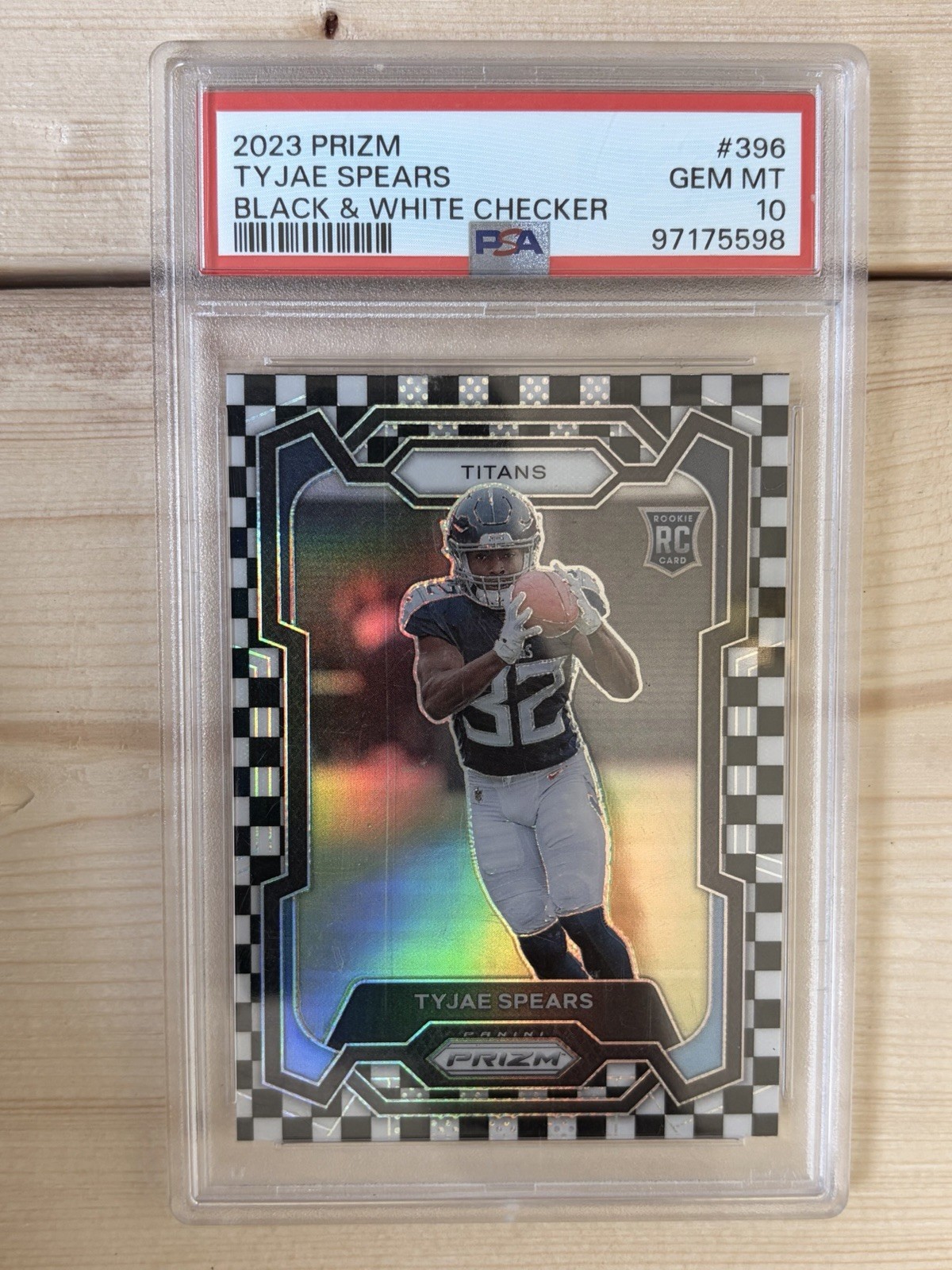 2023 Panini Prizm Tyjae Spears Black & White Checker Prizm RC #396 PSA 10