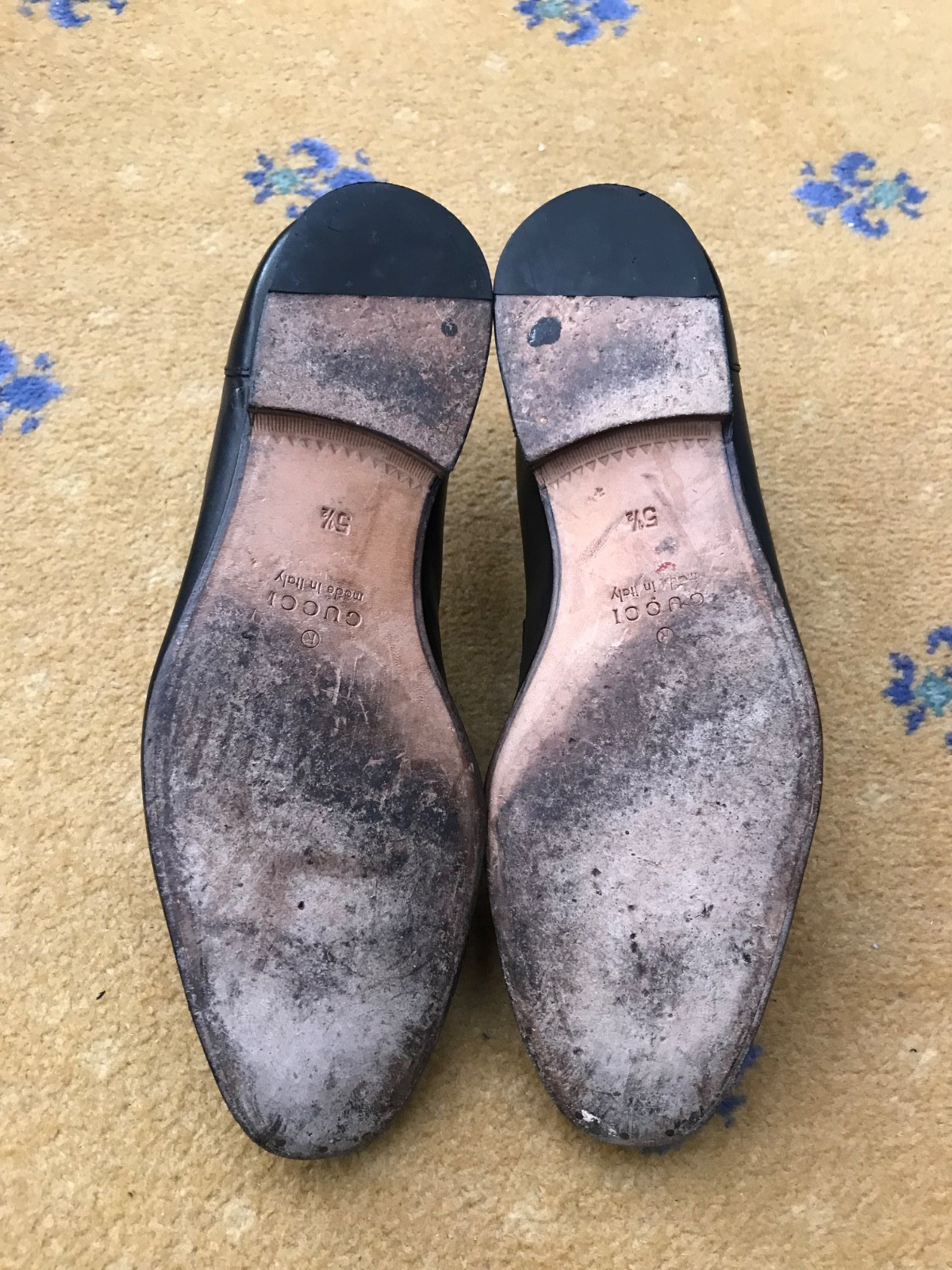 Gucci Loafers Leather Shoes Jordaan Black Gold Horsebit Mens US 6.5 UK 5.5 39.5 thumbnail 15