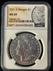 2021 D MORGAN 100th Anniversary Silver Dollar  NGC MS69