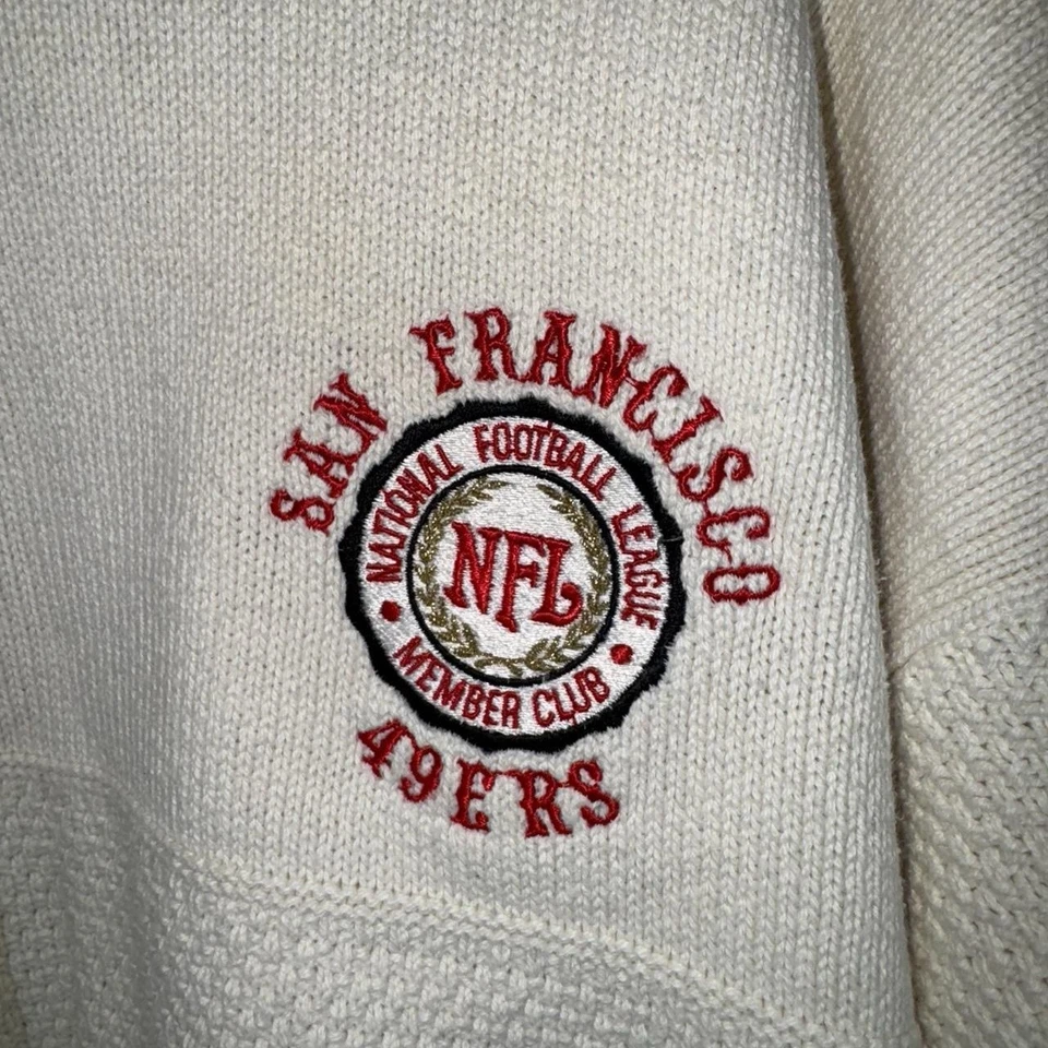 Suéter de Colección NFL San Francisco 49ers Nuez moscada EE. UU. Tejido Crema Para Hombres Talla XL Foto 2 de 4