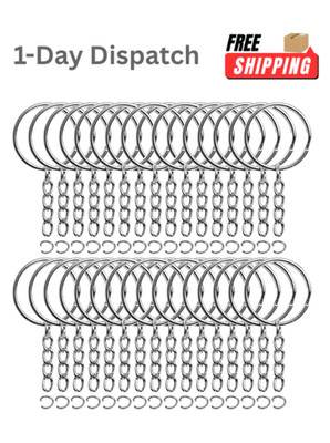 50PCS Keychain Rings Bulk Split Key Rings with Chain DIY Key Ring Set Metal