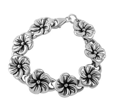 Gorgeous Floral Nature Bracelet in Sterling Silver (7.25 In) 17.38 Grams Flowers