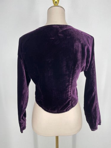 Navajo Velvet by Sherry Loi Women's M Velvet purple Button cardigan top crop - Picture 3 of 12