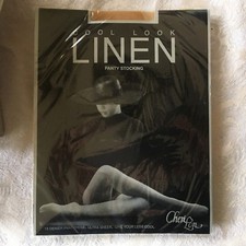 vintage cheri lon linen sheer nude nylon pantyhose w/ model size small