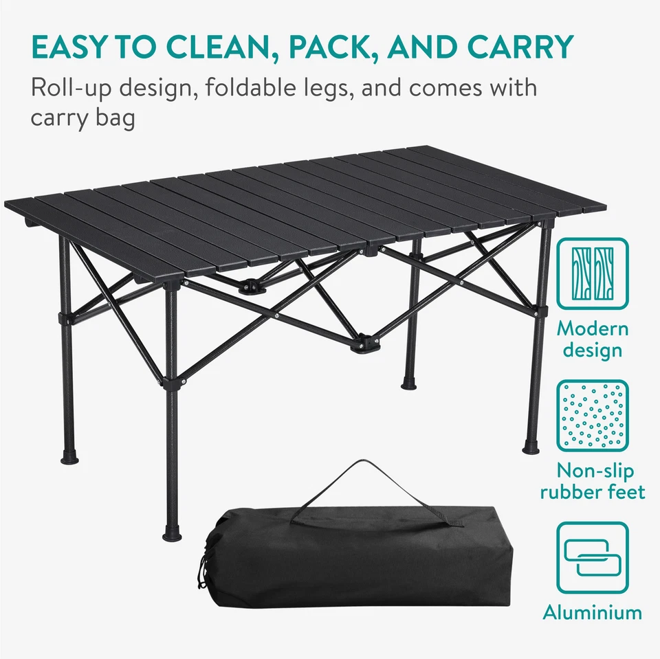 Table camping pliante aluminium - Table de camping pliable légère 95 x 55 x 50cm - Photo 4/4