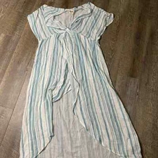 Show Me Your Mumu Get Twisted Maxi Dress Womens XS Blue Striped Faux-Wrap NWT