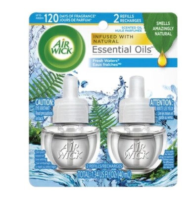 Air Wick Essential Oils Refill, Fresh Waters, Pack of 2