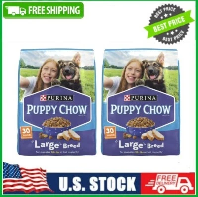 2 Pack Purina Puppy Chow Dry Dog Food for Large Breeds, High Protein, 30 lb Bag