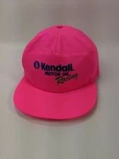 Vintage NASCAR Kendall Motor Oil Racing Hat Cap Snapback Neon Hot Pink Nylon 90s