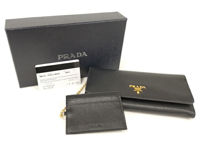 Prada Long Wallet Saffiano Leather Black 1Mh132 | eBay