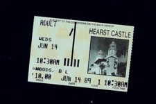 Hearst Castle Adult General Admission Self-Guided Tour Ticket Stub 6/14/1989 CA