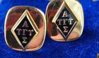 Vintage 1960s Enamel Fraternity Cufflinks ALPHA  GAMMA SIGMA Goldtone Classic — photo 4