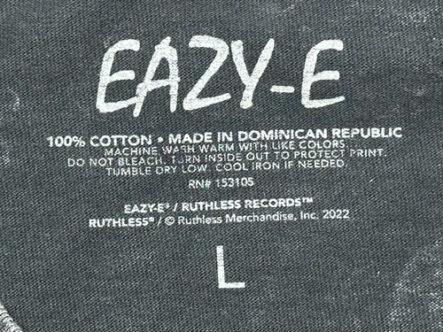 Ruthless Records Men’s T-Shirt Eazy-E Compton NWA Rap Tee S/S Crew Size L - Picture 13 of 13