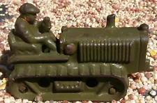 Hubley cast iron toy #1817 Caterpillar tractor 3.25" - Army Green
