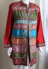 Amazing! Nwt Chico's Sz 2 L $398 New Silk Spectacular Wearable Art Jacket