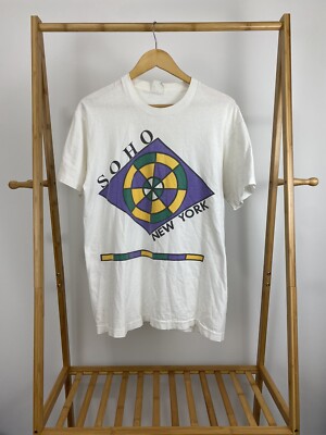 VTG 80s SOHO New York Pop Art Fashion Architecture Single Stitch T-Shirt L