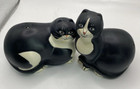 Sakura Warren Kimble Fat Cat Salt Pepper Shakers Hand Painted Black Ivory Tuxedo